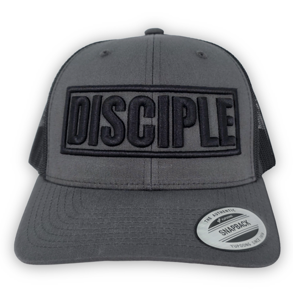 Disciple 3D Puff Embroidered Trucker Hat | Charcoal & Black