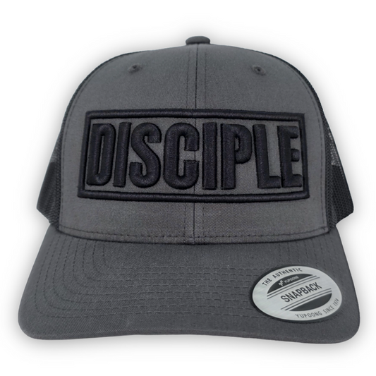 Disciple 3D Puff Embroidered Trucker Hat | Charcoal & Black