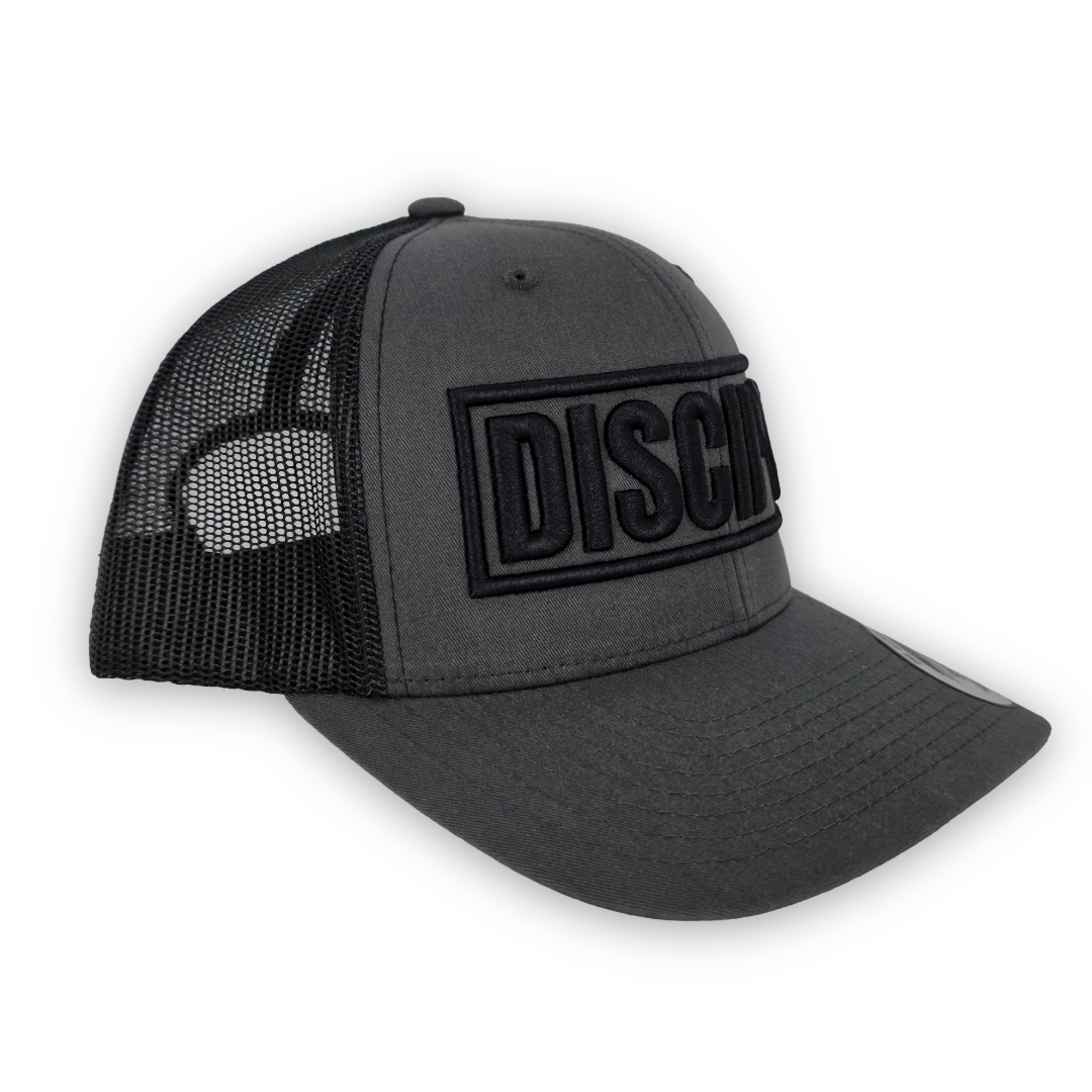 Disciple 3D Puff Embroidered Trucker Hat | Charcoal & Black