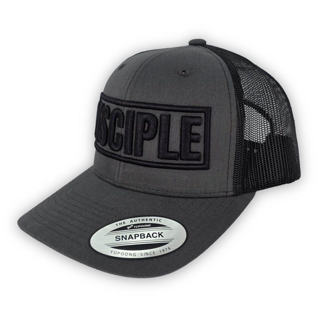 Disciple 3D Puff Embroidered Trucker Hat | Charcoal & Black